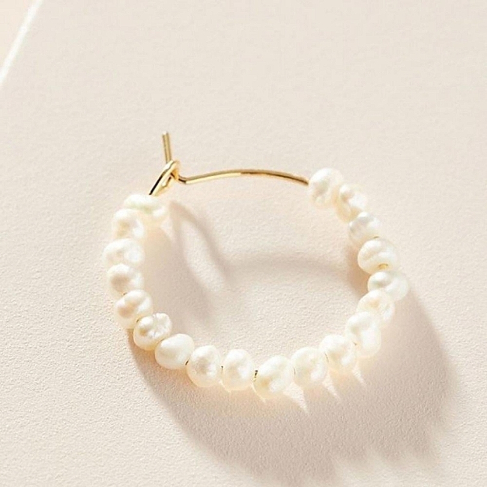 Anthropologie Real Pearl Hoop Earrings - Picture 3 of 4